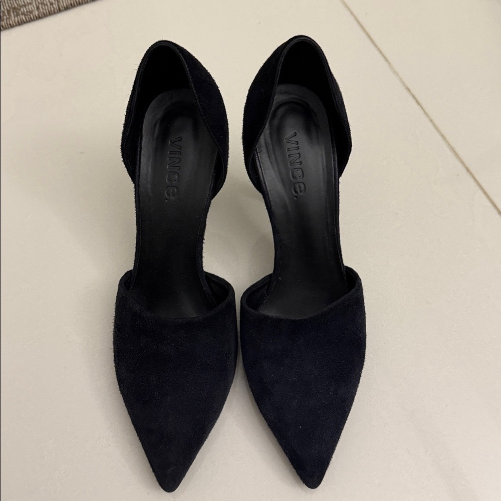Vince Midnight Suede Pointed Toe Pumps